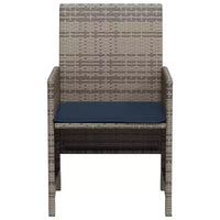 vidaXL Ensemble de bistrot 3 pièces en rotin synthétique avec coussins – Mobilier d'extérieur gris avec table en verre trempé et fauteuils confortables