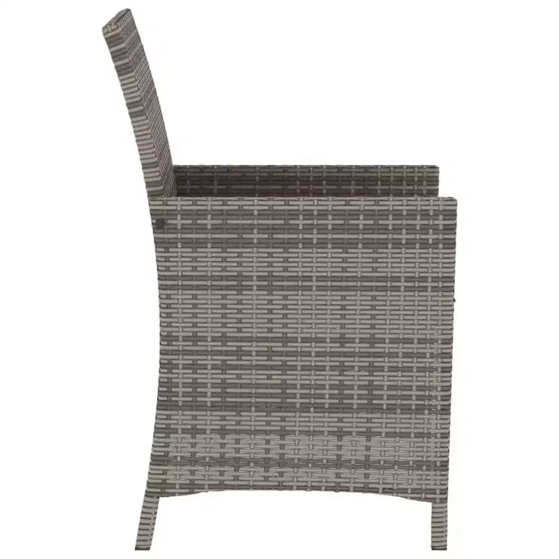 vidaXL Ensemble de bistrot 3 pièces en rotin synthétique avec coussins – Mobilier d'extérieur gris avec table en verre trempé et fauteuils confortables