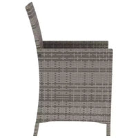 vidaXL Ensemble de bistrot 3 pièces en rotin synthétique avec coussins – Mobilier d'extérieur gris avec table en verre trempé et fauteuils confortables