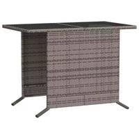 vidaXL Ensemble de bistrot 3 pièces en rotin synthétique avec coussins – Mobilier d'extérieur gris avec table en verre trempé et fauteuils confortables