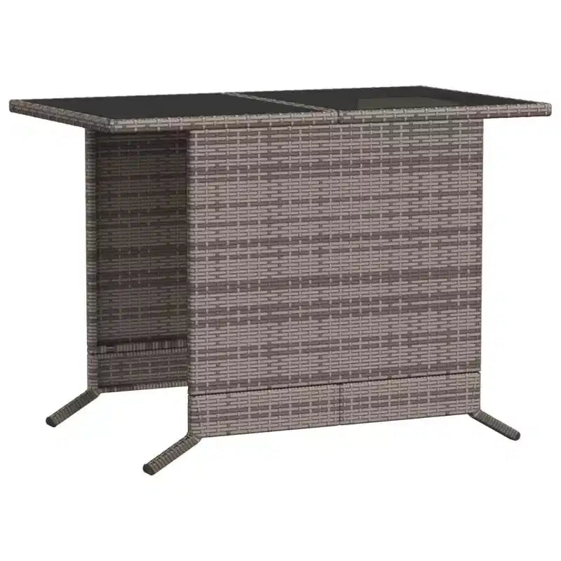 vidaXL Ensemble de bistrot 3 pièces en rotin synthétique avec coussins – Mobilier d'extérieur gris avec table en verre trempé et fauteuils confortables