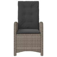 vidaXL Ensemble bistro 3 pièces en résine tressée - Chaises inclinables réglables avec coussins et table ronde, résistant aux intempéries, Gris/Bleu marine