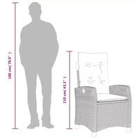 vidaXL Ensemble bistro 3 pièces avec chaises réglables et coussins - Rotin synthétique gris, housse de siège bleu marine, mobilier de patio extérieur résistant aux intempéries
