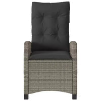 vidaXL Ensemble bistro 3 pièces avec chaises réglables et coussins - Rotin synthétique gris, housse de siège bleu marine, mobilier de patio extérieur résistant aux intempéries