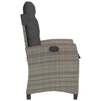 vidaXL Ensemble bistro 3 pièces avec chaises réglables et coussins - Rotin synthétique gris, housse de siège bleu marine, mobilier de patio extérieur résistant aux intempéries