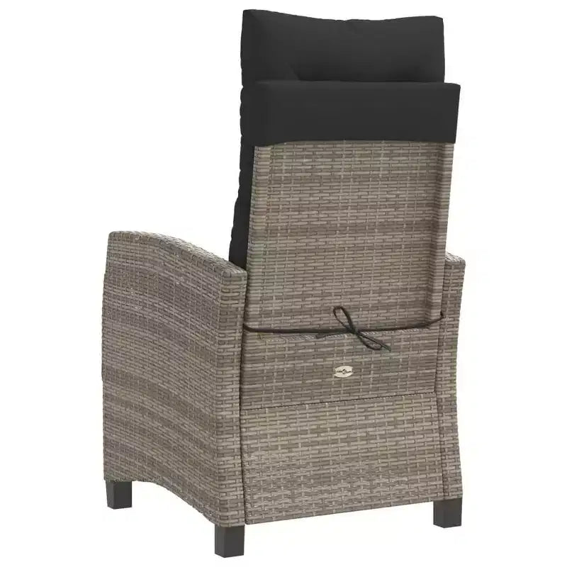 vidaXL Ensemble bistro 3 pièces avec chaises réglables et coussins - Rotin synthétique gris, housse de siège bleu marine, mobilier de patio extérieur résistant aux intempéries
