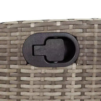 vidaXL Salon de bistro 3 pièces en résine tressée avec chaises inclinables - Meubles de salon gris avec coussins bleu marine pour jardin, terrasse, balcon