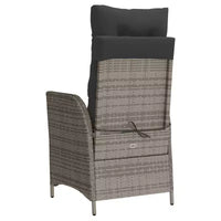 vidaXL Salon de bistro 3 pièces en résine tressée avec chaises inclinables - Meubles de salon gris avec coussins bleu marine pour jardin, terrasse, balcon