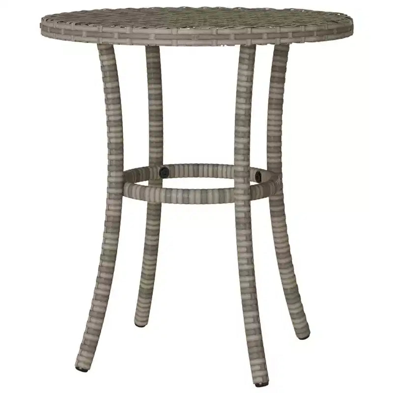 vidaXL Salon de bistro 3 pièces en résine tressée avec chaises inclinables - Meubles de salon gris avec coussins bleu marine pour jardin, terrasse, balcon