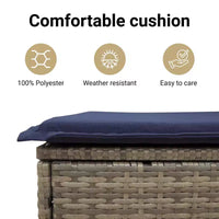 vidaXL Ensemble de bistro 3 pcs avec coussins, Rotin PE gris, Bois d'acacia