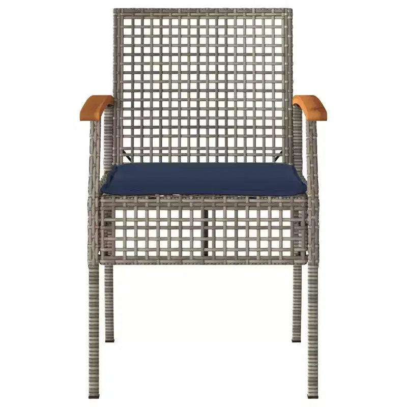 vidaXL Ensemble de bistro 3 pcs avec coussins, Rotin PE gris, Bois d'acacia