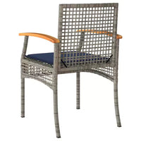 vidaXL Ensemble de bistro 3 pcs avec coussins, Rotin PE gris, Bois d'acacia