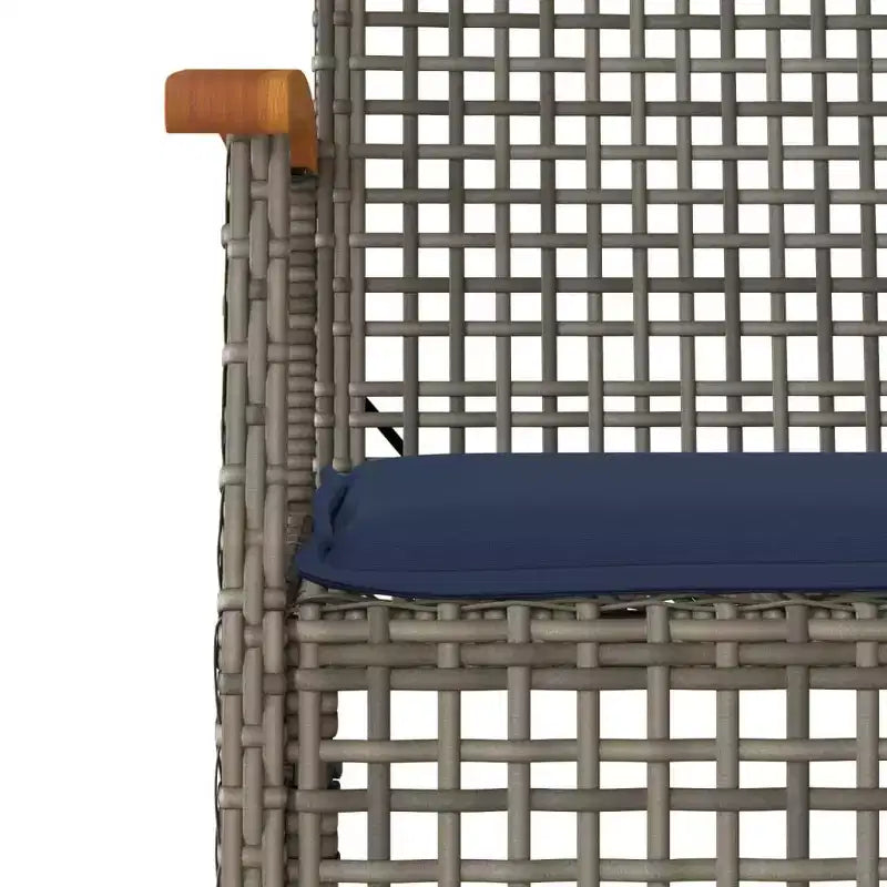 vidaXL Ensemble de bistro 3 pcs avec coussins, Rotin PE gris, Bois d'acacia