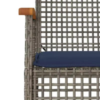 vidaXL Ensemble de bistro 3 pcs avec coussins, Rotin PE gris, Bois d'acacia