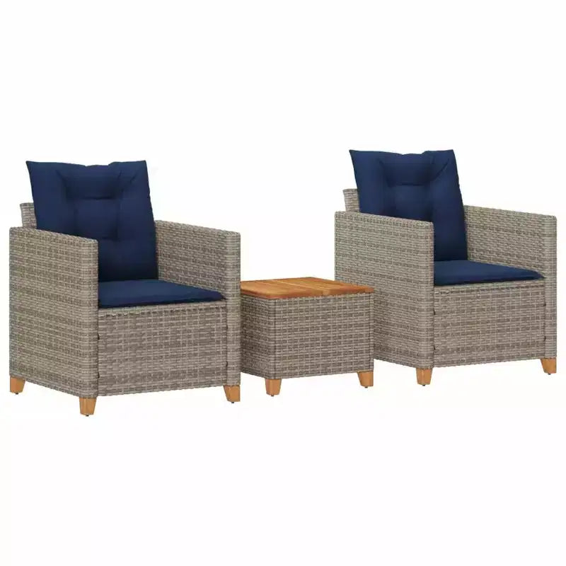 vidaXL Ensemble de bistro de jardin Gris Rotin PE Pieds réglables moyens