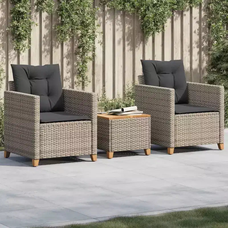 vidaXL Ensemble de bistro de jardin Gris Rotin PE Pieds réglables moyens