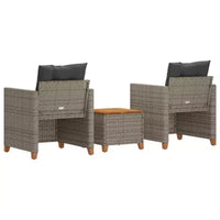 vidaXL Ensemble de bistro de jardin Gris Rotin PE Pieds réglables moyens