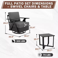 EAGLE PEAK Ensemble de Bistrot d'Extérieur 3 Pièces Urban Slate avec Chaises Basculantes Modernes Pivotantes et Table