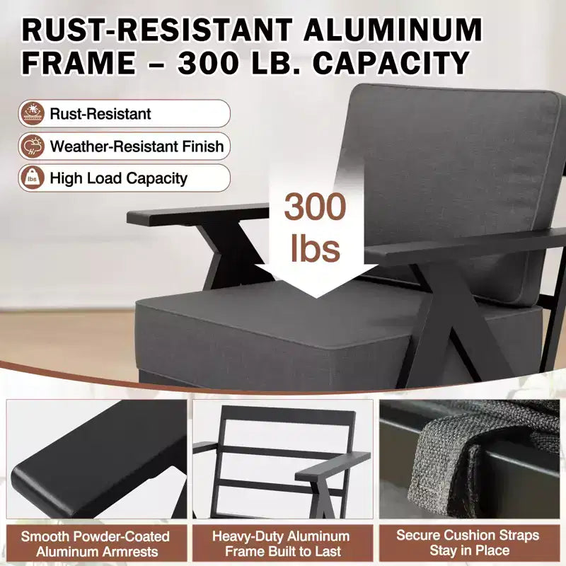 EAGLE PEAK Ensemble de Bistrot d'Extérieur 3 Pièces Urban Slate avec Chaises Basculantes Modernes Pivotantes et Table