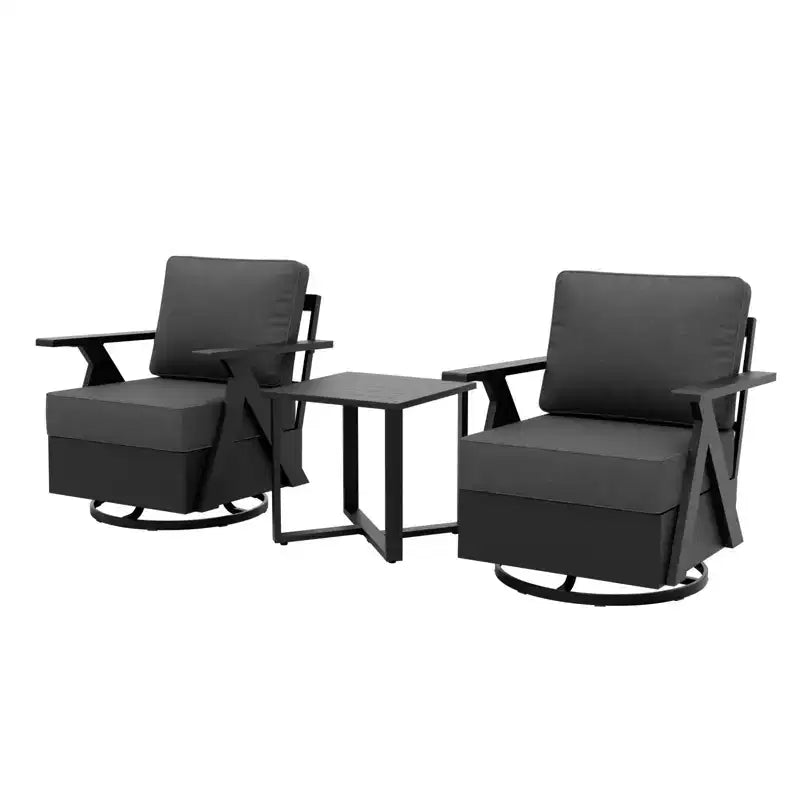 EAGLE PEAK Ensemble de Bistrot d'Extérieur 3 Pièces Urban Slate avec Chaises Basculantes Modernes Pivotantes et Table