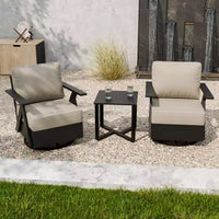 EAGLE PEAK Ensemble de Bistrot d'Extérieur 3 Pièces Urban Slate avec Chaises Basculantes Modernes Pivotantes et Table
