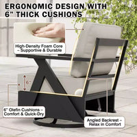EAGLE PEAK Ensemble de Bistrot d'Extérieur 3 Pièces Urban Slate avec Chaises Basculantes Modernes Pivotantes et Table