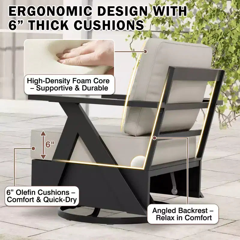 EAGLE PEAK Ensemble de Bistrot d'Extérieur 3 Pièces Urban Slate avec Chaises Basculantes Modernes Pivotantes et Table