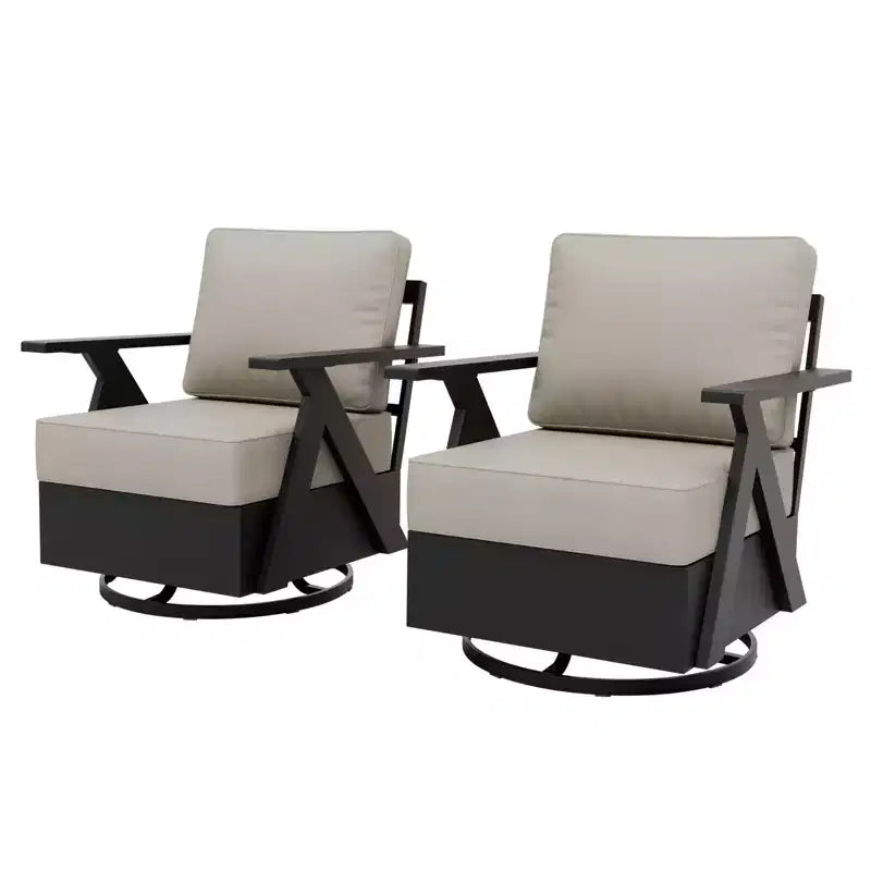 EAGLE PEAK Ensemble de Bistrot d'Extérieur 3 Pièces Urban Slate avec Chaises Basculantes Modernes Pivotantes et Table