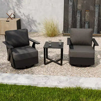 EAGLE PEAK Ensemble de Bistrot d'Extérieur 3 Pièces Urban Slate avec Chaises Basculantes Modernes Pivotantes et Table