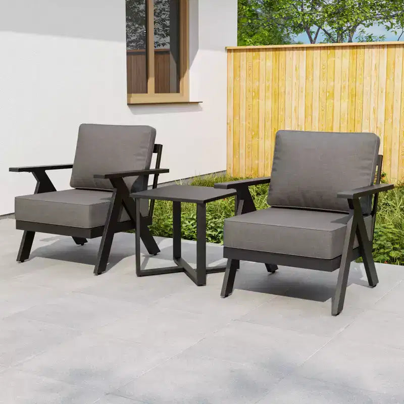 Ensemble de bistrot d'extérieur 3 pièces EAGLE PEAK Urban Slate avec chaises et table de patio modernes
