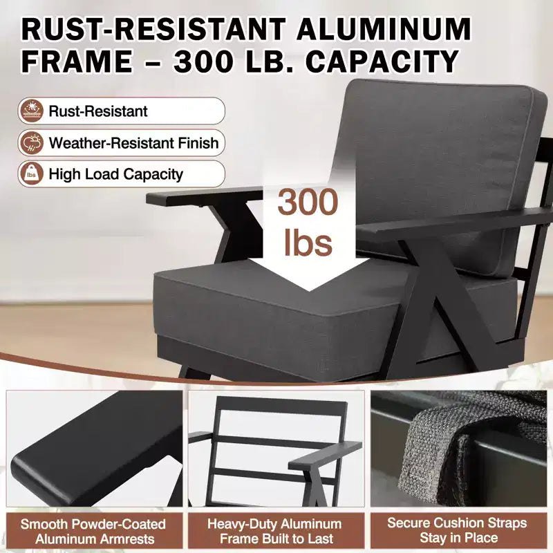 Ensemble de bistrot d'extérieur 3 pièces EAGLE PEAK Urban Slate avec chaises et table de patio modernes
