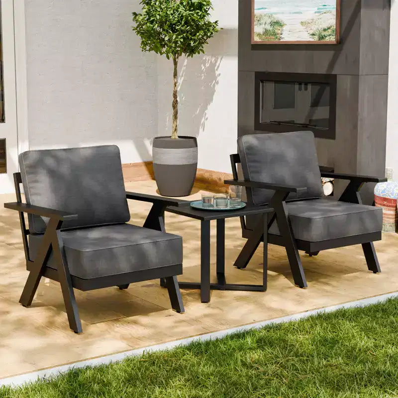 Ensemble de bistrot d'extérieur 3 pièces EAGLE PEAK Urban Slate avec chaises et table de patio modernes