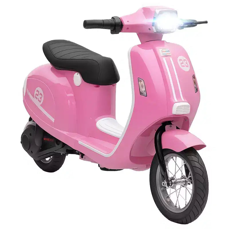 Moto électrique Qaba pour enfants, moto électrique 24 V avec suspension arrière, lumières LED, jouet à enfourcher avec contrôle 3 vitesses pour garçons et filles de 8 à 12 ans, rose