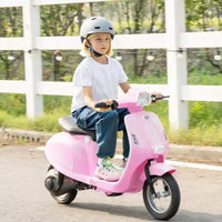 Moto électrique Qaba pour enfants, moto électrique 24 V avec suspension arrière, lumières LED, jouet à enfourcher avec contrôle 3 vitesses pour garçons et filles de 8 à 12 ans, rose