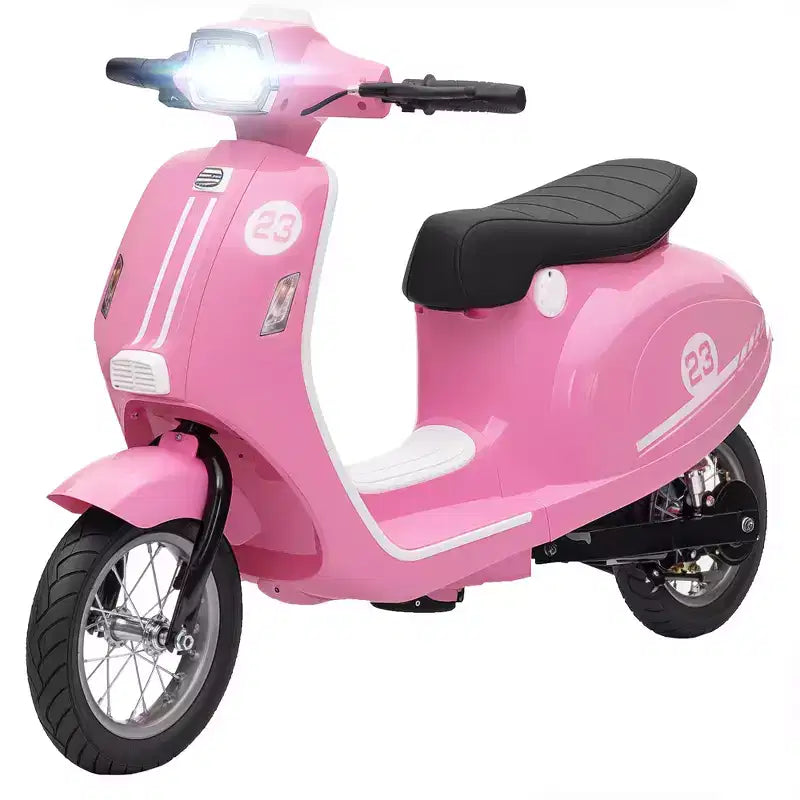 Moto électrique Qaba pour enfants, moto électrique 24 V avec suspension arrière, lumières LED, jouet à enfourcher avec contrôle 3 vitesses pour garçons et filles de 8 à 12 ans, rose