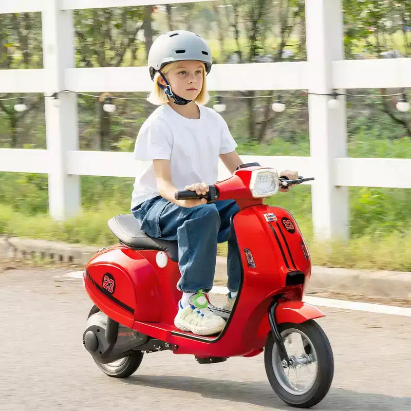 Moto électrique Qaba pour enfants, moto électrique 24 V avec suspension arrière, lumières LED, jouet à enfourcher avec contrôle 3 vitesses pour garçons et filles de 8 à 12 ans, rouge
