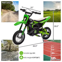 Moto électrique tout-terrain 24 V pour enfants, moteur 250 W, vitesse rapide 21,9 km/h, siège en cuir, poignée tournante, suspension métallique