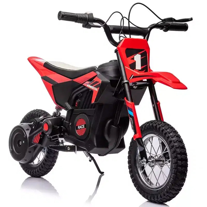 Moto électrique tout-terrain 24 V pour enfants, moteur 250 W, vitesse rapide 21,9 km/h, siège en cuir, poignée tournante, suspension métallique