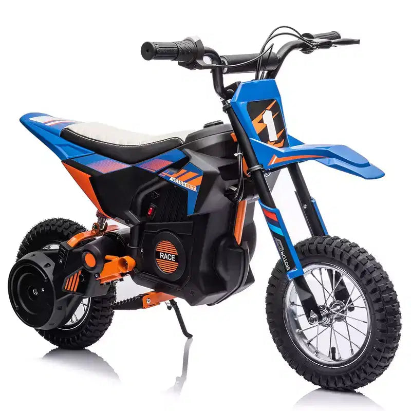 Moto électrique tout-terrain 24 V pour enfants, moteur 250 W, vitesse rapide 21,9 km/h, siège en cuir, poignée tournante, suspension métallique
