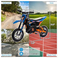 Moto électrique tout-terrain 24 V pour enfants, moteur 250 W, vitesse rapide 21,9 km/h, siège en cuir, poignée tournante, suspension métallique