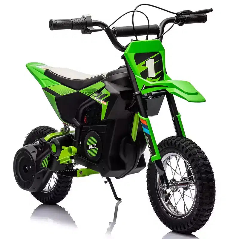 Moto électrique tout-terrain 24 V pour enfants, moteur 250 W, vitesse rapide 21,9 km/h, siège en cuir, poignée tournante, suspension métallique
