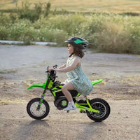 Moto électrique tout-terrain 24 V pour enfants, moteur 250 W, vitesse rapide 21,9 km/h, siège en cuir, poignée tournante, suspension métallique