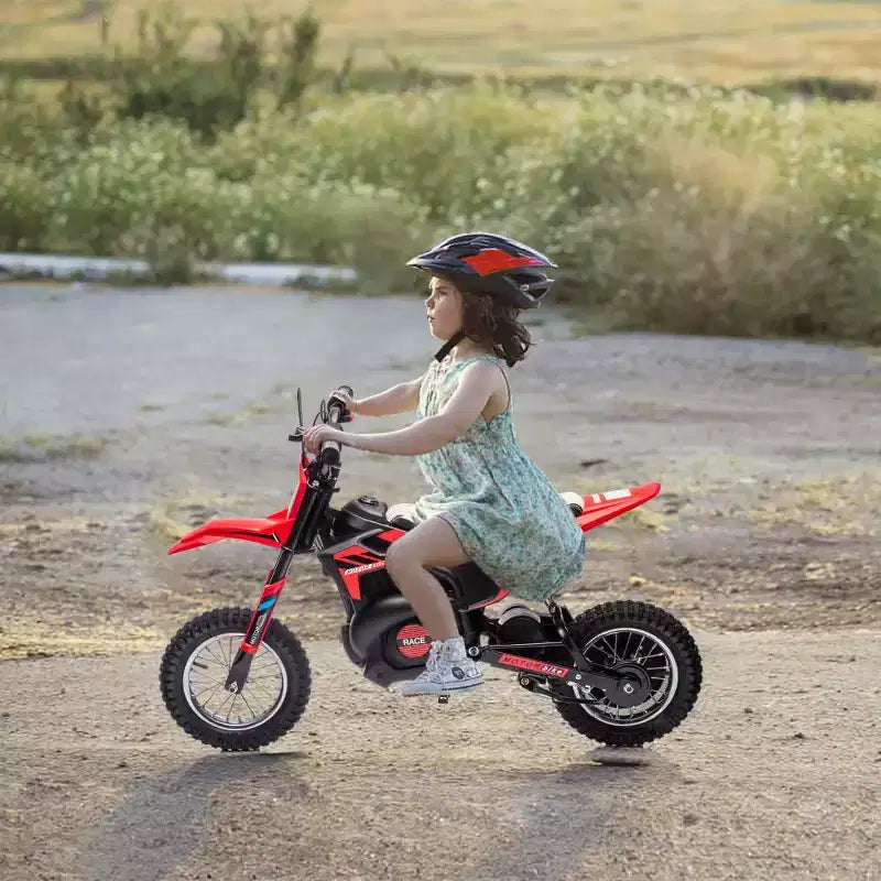 Moto électrique tout-terrain 24 V pour enfants, moteur 250 W, vitesse rapide 21,9 km/h, siège en cuir, poignée tournante, suspension métallique