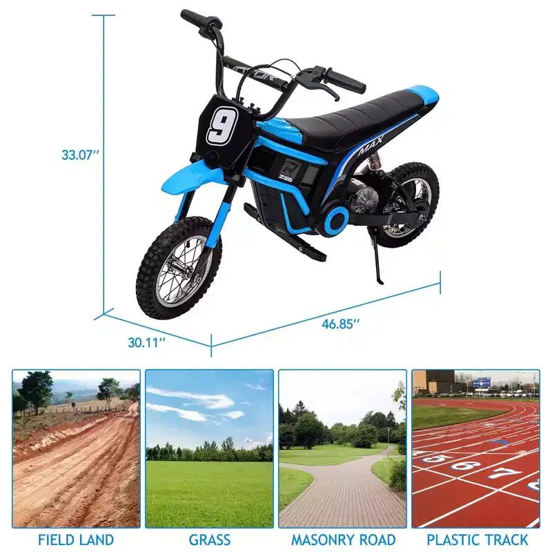 Moto électrique pour enfants, moto électrique 350 W – jusqu'à 23 km/h, 2 modes de vitesse pour enfants de 3 à 10 ans