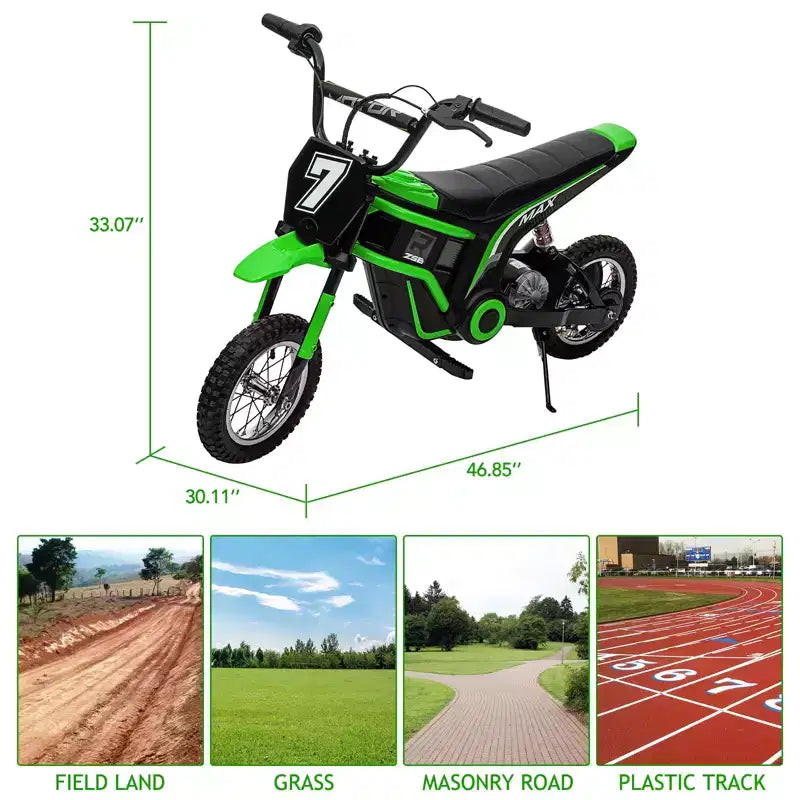 Moto électrique pour enfants, moto électrique 350 W – jusqu'à 23 km/h, 2 modes de vitesse pour enfants de 3 à 10 ans