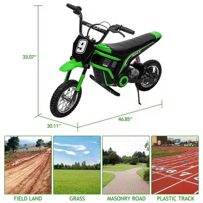 Moto électrique pour enfants, moto électrique 350 W – jusqu'à 23 km/h, 2 modes de vitesse pour enfants de 3 à 10 ans