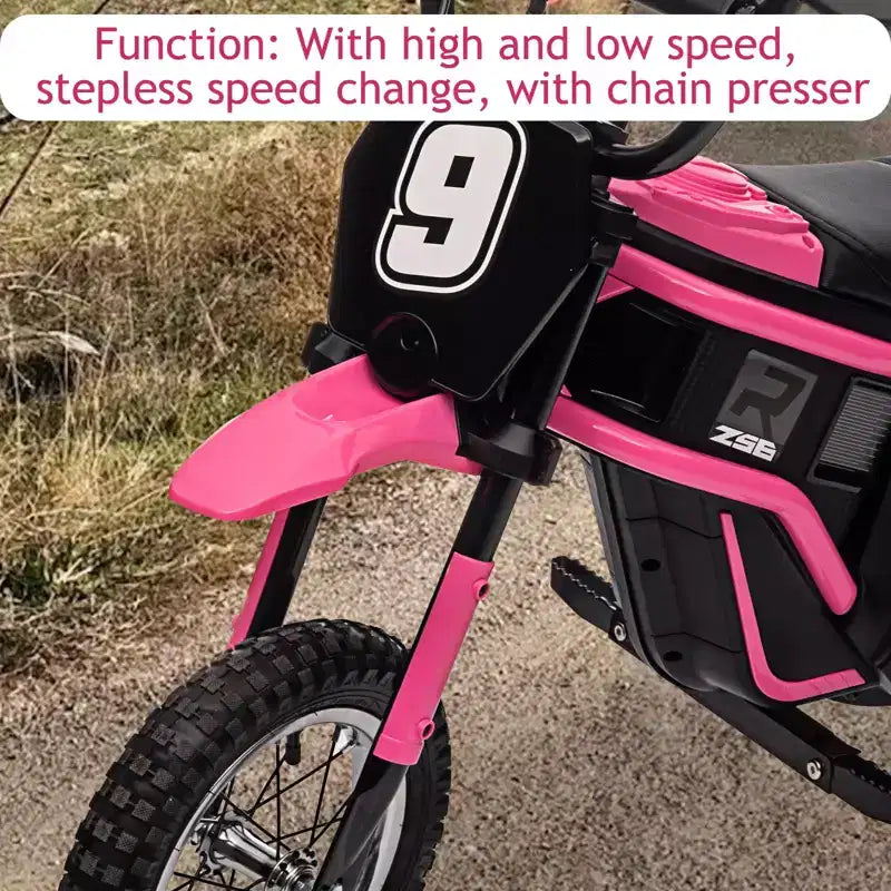 Moto électrique pour enfants, moto électrique 350 W – jusqu'à 23 km/h, 2 modes de vitesse pour enfants de 3 à 10 ans