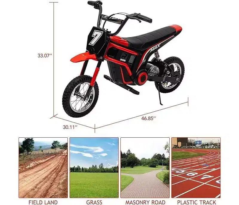 Moto électrique pour enfants, moto électrique 350 W – jusqu'à 23 km/h, 2 modes de vitesse pour enfants de 3 à 10 ans