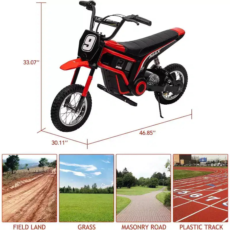 Moto électrique pour enfants, moto électrique 350 W – jusqu'à 23 km/h, 2 modes de vitesse pour enfants de 3 à 10 ans