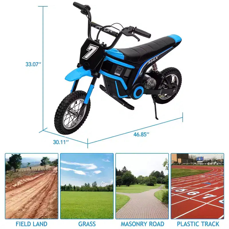 Moto électrique pour enfants, moto électrique 350 W – jusqu'à 23 km/h, 2 modes de vitesse pour enfants de 3 à 10 ans